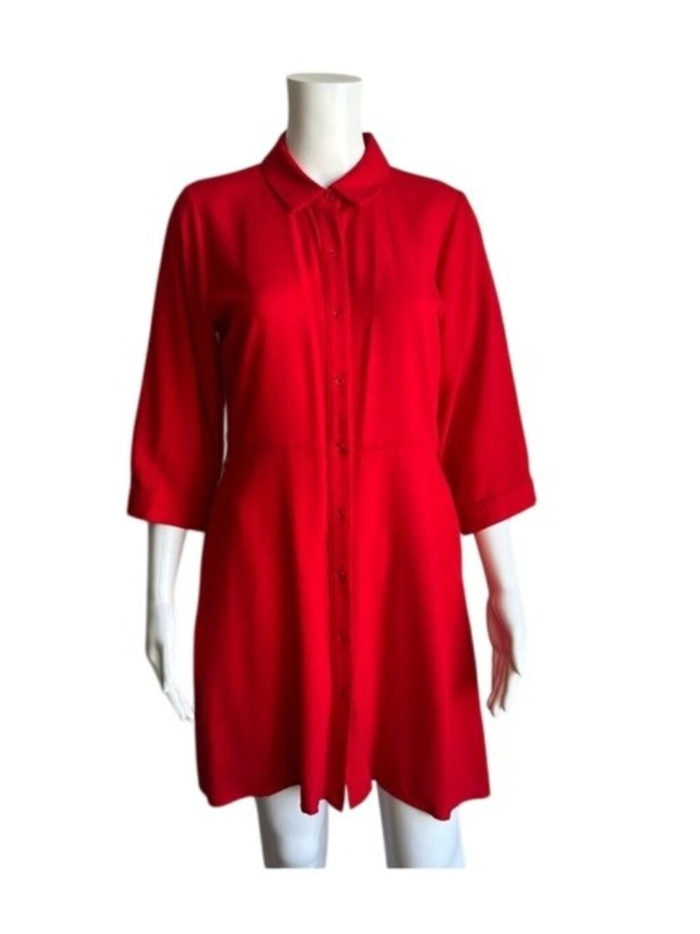 Everly Red Button Down Shirt Dress - S